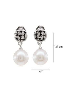 Aretes de círculo Mayfer Joyería de plata P 925 con acabado baño rodio perla