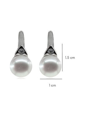 Aretes de círculo Mayfer Joyería de plata P 925 con acabado baño rodio perla