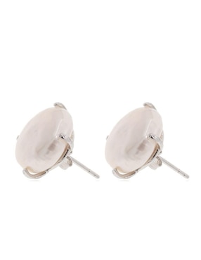 Broqueles circulares Mayfer Joyería de plata P 925 con acabado baño rodio perla