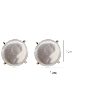 Broqueles circulares Mayfer Joyería de plata P 925 con acabado baño rodio perla