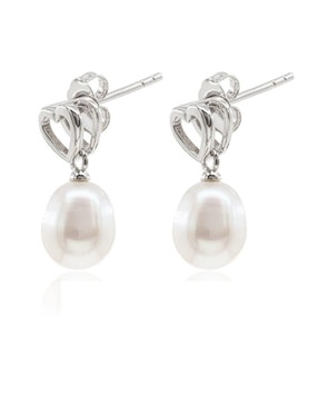 Aretes de gota Mayfer Joyería de plata P 925 con acabado baño rodio perla
