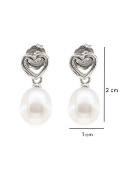 Aretes de gota Mayfer Joyería de plata P 925 con acabado baño rodio perla