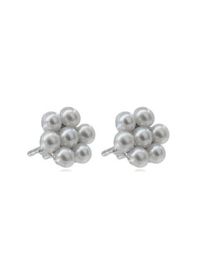 Broqueles de flor Mayfer Joyería de plata P 925 con acabado baño rodio perla
