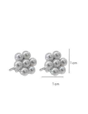 Broqueles de flor Mayfer Joyería de plata P 925 con acabado baño rodio perla
