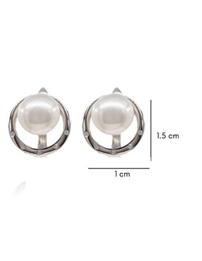 Broqueles circulares Mayfer Joyería de plata P 925 con acabado baño rodio perla