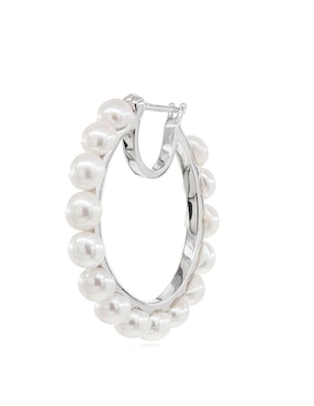 Arracadas Mayfer Joyería de plata P 925 con acabado baño rodio perla