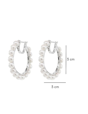 Arracadas Mayfer Joyería de plata P 925 con acabado baño rodio perla