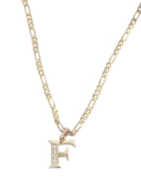 Collar con dije de letra f Moon Letras de oro laminado 10 K