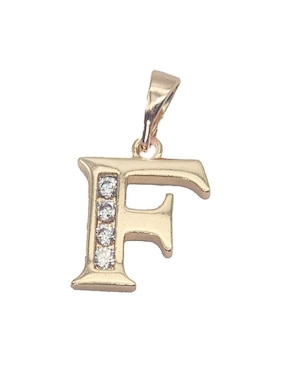 Collar con dije de letra f Moon Letras de oro laminado 10 K
