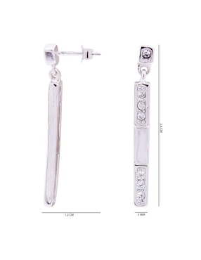 Aretes rectangulares Oro Angelus de plata P 925 con acabado pavé zirconia