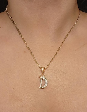Collar con dije de letra d Moon Letras de oro laminado 10 K