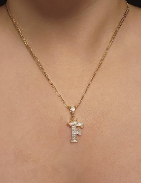 Collar con dije de letra f Moon Letras de oro laminado 10 K