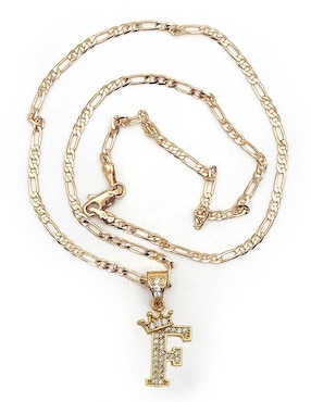 Collar con dije de letra f Moon Letras de oro laminado 10 K