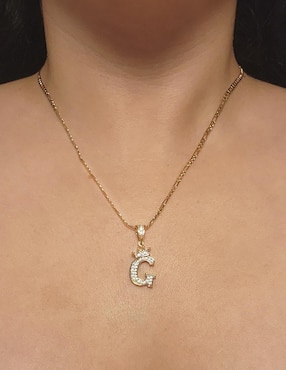 Collar con dije de letra g Moon Letras de oro laminado 10 K
