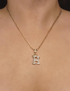 Collar con dije de letra h Moon Letras de oro laminado 10 K
