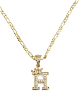 Collar con dije de letra h Moon Letras de oro laminado 10 K