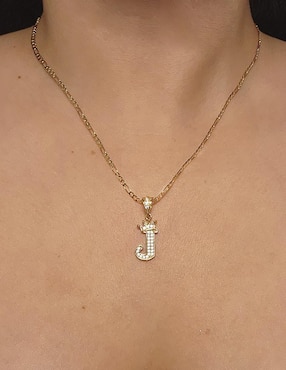 Collar con dije de letra j Moon Letras de oro laminado 10 K