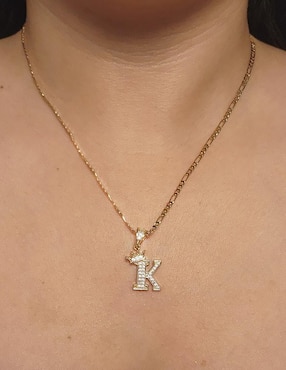 Collar con dije de letra k Moon de oro laminado 10 K
