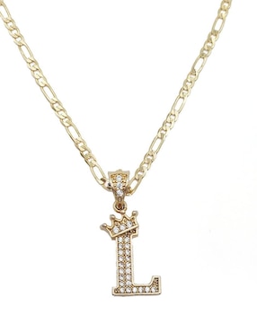 Collar con dije de letra l Moon Letras de oro laminado 10 K