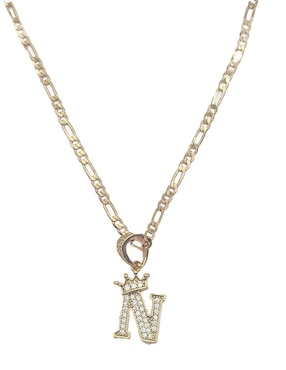 Collar con dije de letra n Moon Letras de oro laminado 10 K
