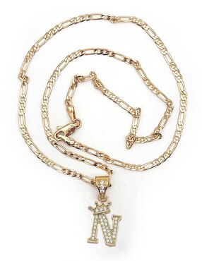 Collar con dije de letra n Moon Letras de oro laminado 10 K