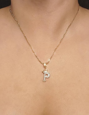 Collar con dije de letra p Moon Letras de oro laminado 10 K