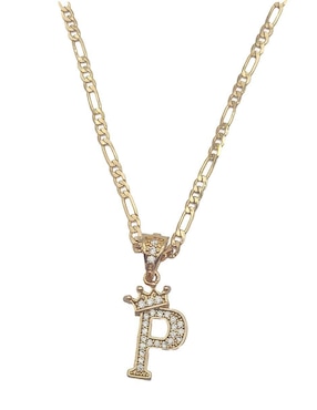 Collar con dije de letra p Moon Letras de oro laminado 10 K