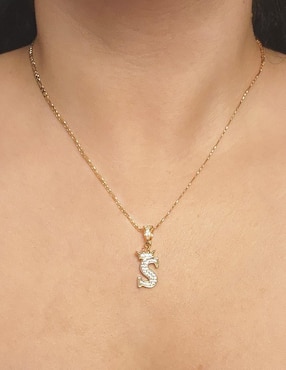 Collar con dije de letra s Moon Letras de oro laminado 10 K