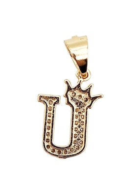 Collar con dije de letra u Moon Letras de oro laminado 10 K