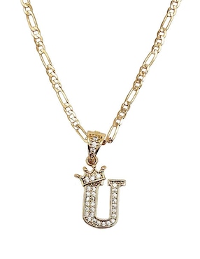 Collar con dije de letra u Moon Letras de oro laminado 10 K