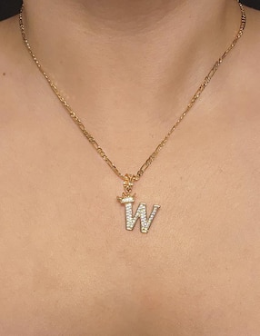 Collar con dije de letra w Moon Letras de oro laminado 10 K