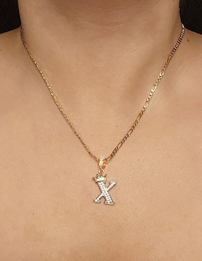 Collar con dije de letra x Moon Letras de oro laminado 10 K