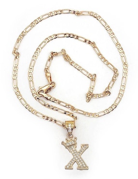 Collar con dije de letra x Moon Letras de oro laminado 10 K