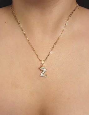 Collar con dije de letra z Moon Letras de oro laminado 10 K