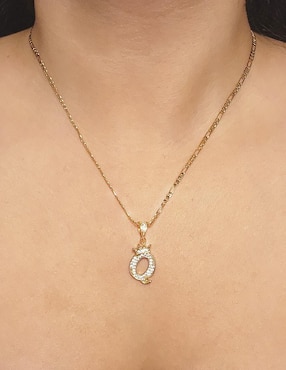 Collar con dije de letra q Moon Letras de oro laminado 10 K
