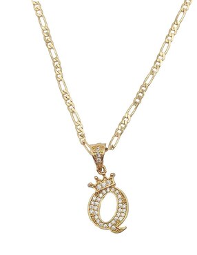 Collar con dije de letra q Moon Letras de oro laminado 10 K