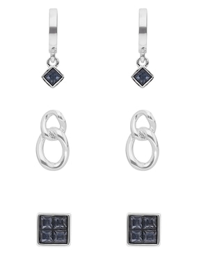 Set De Arete Nine West Colored Stones Con Acabado Brillante Cristal