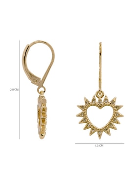 Aretes de corazón Oro Angelus con acabado pavé zirconia