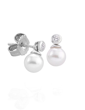 Broqueles de esfera Majorica Tu & Yo de plata P 925 con acabado lustre perla