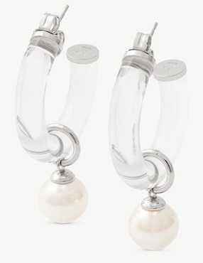 Aretes de aro circulares Majorica Ayla de plata P 925 con acabado lustre perla
