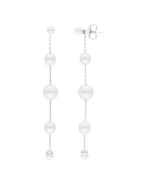 Aretes circulares Majorica Dangle de plata P 925 con acabado lustre perla