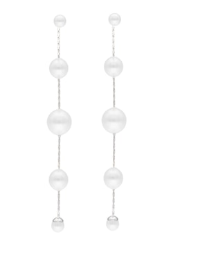 Aretes circulares Majorica Dangle de plata P 925 con acabado lustre perla