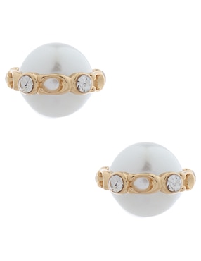 Aretes cortos redondos Coach 12.1 Vintage Charming Charms con acabado pulido cristal