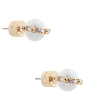 Aretes cortos redondos Coach 12.1 Vintage Charming Charms con acabado pulido cristal