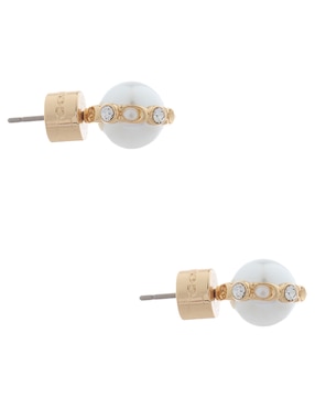 Aretes cortos redondos Coach 12.1 Vintage Charming Charms con acabado pulido cristal