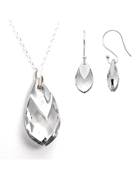 Set De Collar Y Aretes Zvezda Pear Shaped De Plata P925 Cristal Austriaco