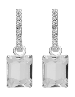 Aretes Largos Rectangulares Lauren Ralph Lauren Pearson Con Acabado Brillante Cristal