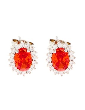 Aretes ovalados Brosway Fancy Vitamin Orange de plata P 925 con acabado brillante zirconia