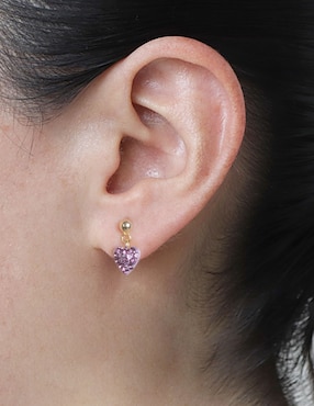 Aretes de corazón Westies de plata P 925 con acabado brillante cristal