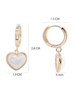 Aretes de corazón Oro Angelus con acabado brillante